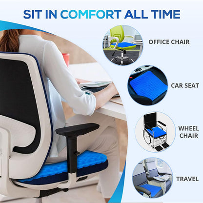 Gel Seat Cushion for Long Sitting Pressure Relief(Super Large&Thick) -Wheelchair Cushion for Pressure Sores - Coccyx,Sciatica & Tailbone Pain Relief Cushion- Non-Slip Butt Pillow for Office, Home, Car