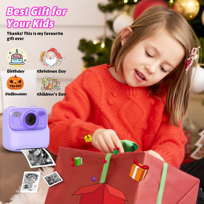 Kids Instant Digital Cameras for Boys and Girls, 1080P HD Dual-Lens Selfie Digital Camera with Print Paper & 32G Card, Christmas Birthday Gifts Toys for Toddler and Teenagers Age 3-16 Years Old