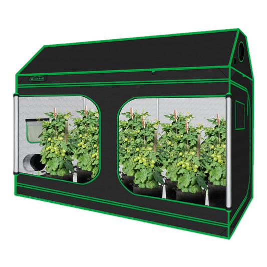 Green Hut 96"x48"x72" Roof Cube Grow Tent with Observation Windows, Lightproof, Mylar Hydroponic Tent with Floor Tray for Indoor Plant Growth