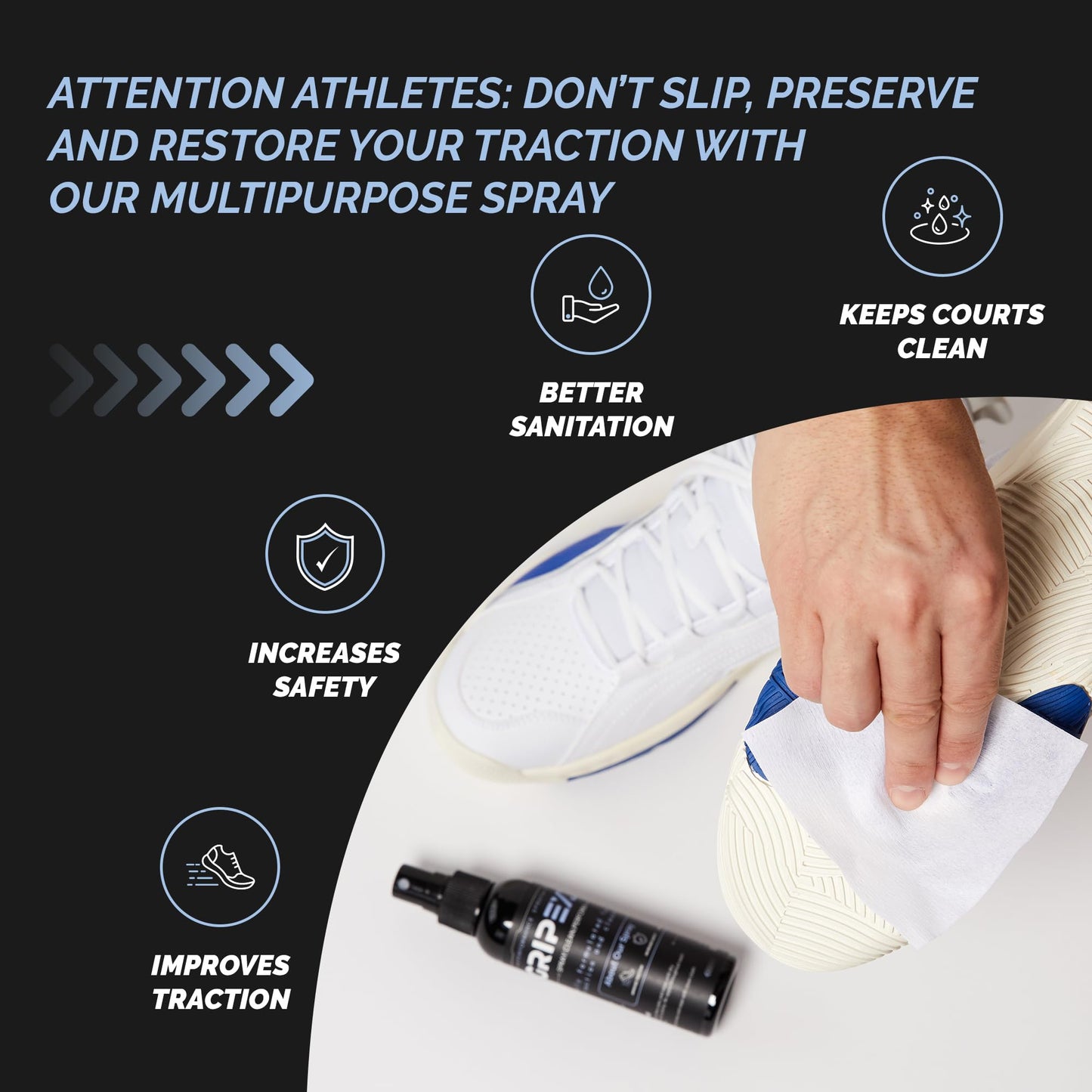 GRIPEXX 2 in 1 Sports Shoe Grip Spray, Provides Traction and Rejuvenates Soles. Multipurpose Grip Spray for Improving Basketball Shoe Grip. Anti Slip & Performance Enhancer