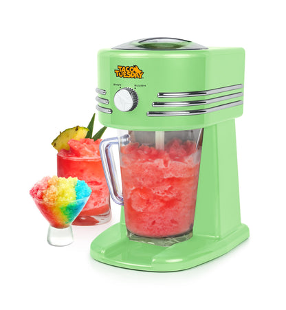 Nostalgia Taco Tuesday Frozen Drink Maker and Margarita Machine for Home - 40-Ounce Slushy Maker with Stainless Steel Flow Spout - Easy to Clean and Double Insulated - Lime Green