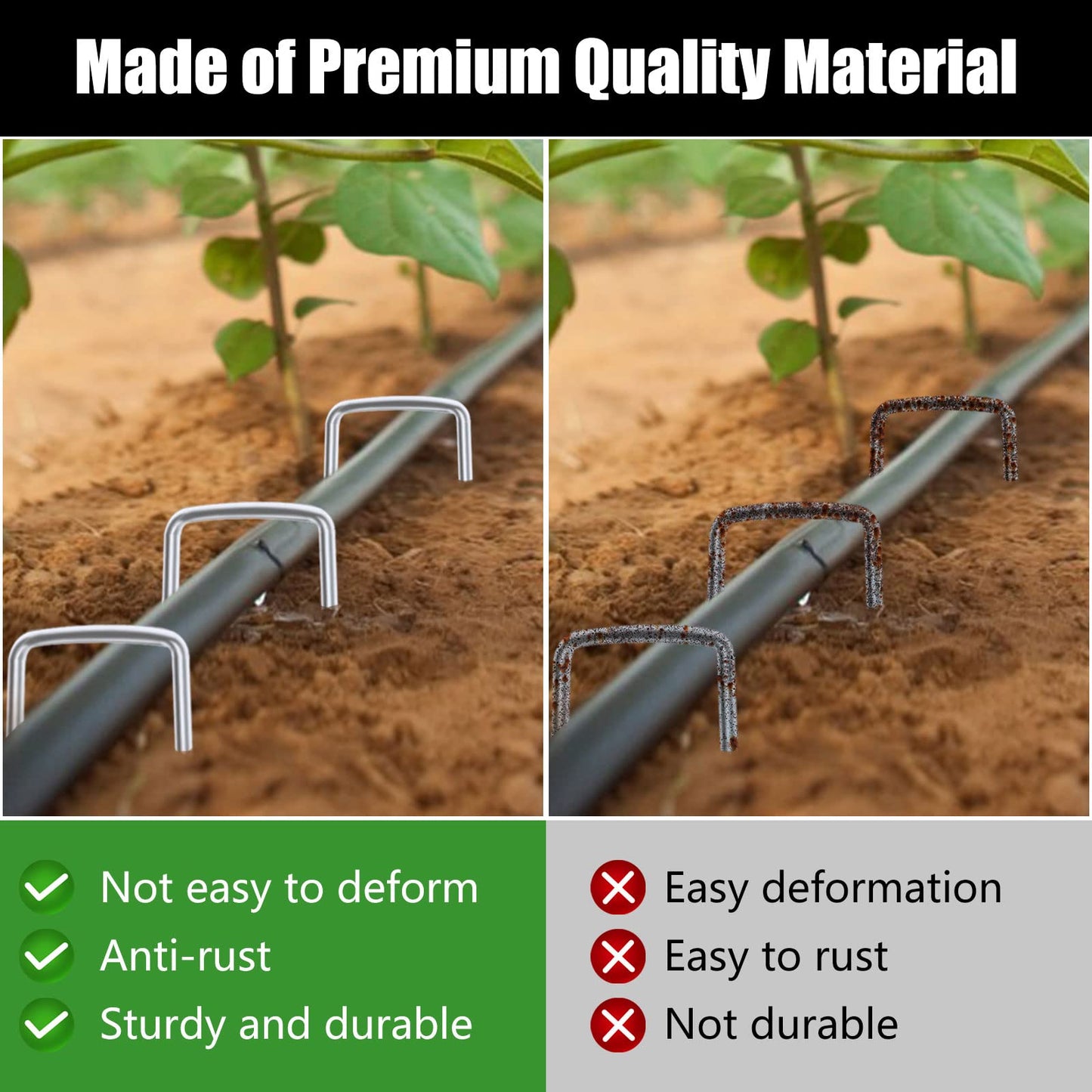 FEED GARDEN 6 Inch 50 Pack Hot-dip Galvanized Landscape Staples Plant Cover Stakes 11 Gauge Tent Stakes Garden Stakes Landscaping Fabric SOD Pins Yard Stakes for Decoration Weed Barrier Fabric