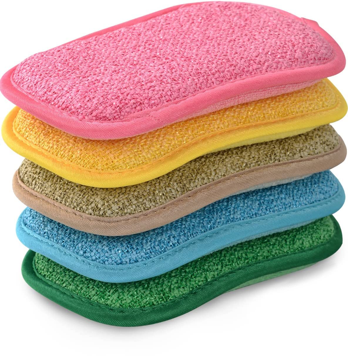 Multipurpose Kitchen Scrub Sponges, Heavy Duty Cleaning Non-Scratch Scrub Sponge, Reusable Microfiber Sponge for Household Cleaning, Random Colors (Multicolour)