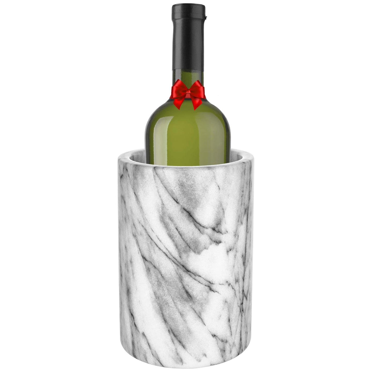 Modern Innovations Marble Wine Chiller Bucket - Wine Bottle Cooler for Parties – Keep Beverages Chill in This Champagne/Wine Bucket – Marble Wine Bottle Chiller – Holds 750ml Bottle (Grey)