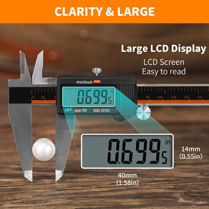 HARDELL Digital Caliper 12 Inch, Stainless Steel Caliper Measuring Tool with Large LCD Screen, Auto-Off Feature, Inch/Millimeter, Electronic Vernier Caliper for DIY, Jewelry, Parts, 3D Printing