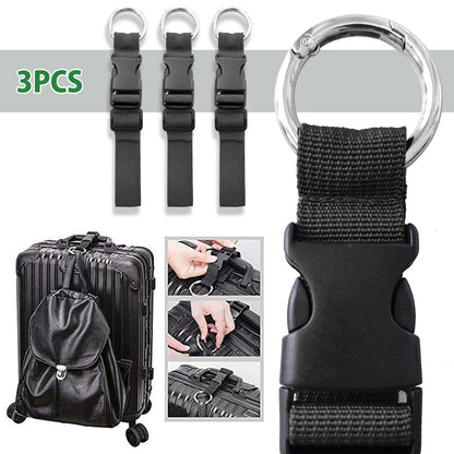 Haojiaho 3 Pcs Add a Bag Luggage Straps, Jacket Holder, Make Your Hands Free, Adjustable Suitcase Belt Straps, Travel Accessories for Connecting Luggage or Backpack, Black