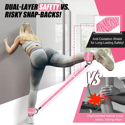 KUZARO Ankle Resistance Bands with Cuffs, Ankle Weights Bands for Working Out, Women Leg and Glutes Workout Equipment, Exercise Bands for Kickbacks, Butt and Booty Trainer, Home Gym Fitness Equipment