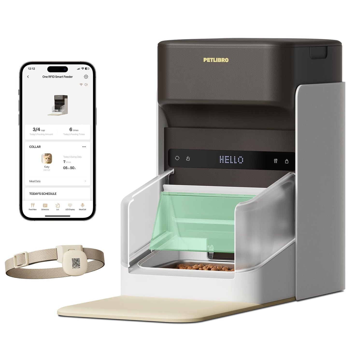 PETLIBRO RFID Automatic Cat Feeder, Collar Tag-Activated Personalized Meals, 5G&2.4G Wi-Fi Programmable Cat Food Dispenser with Cats Recognition & Diet Tracking for Multi-Pet Homes and Different Diets