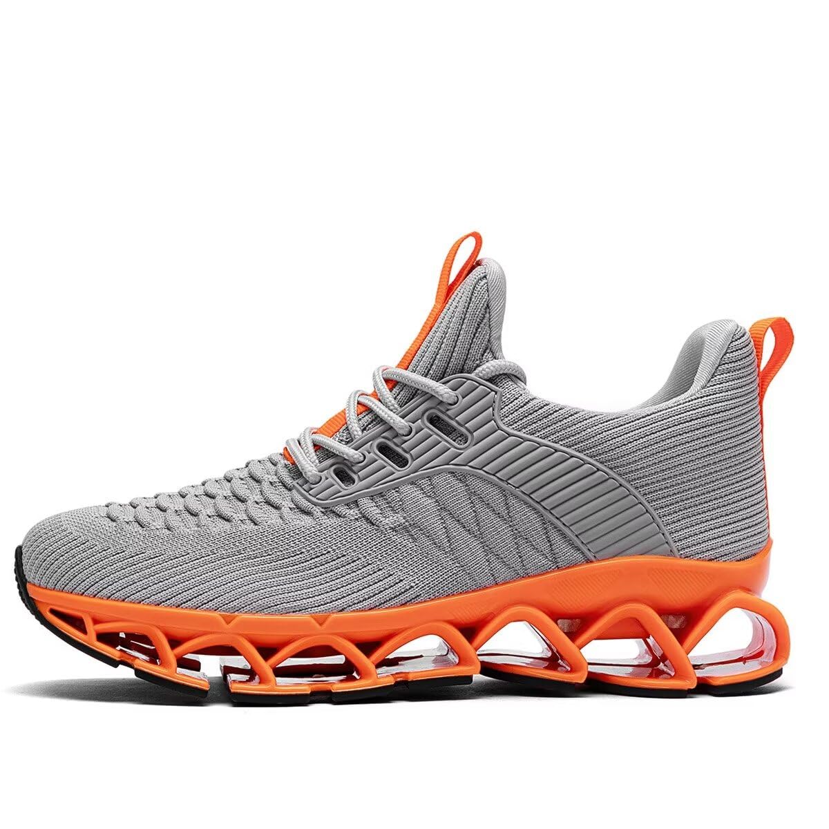 Men's Running Shoes Breathable Mesh Walking Shoes Slip on Tennis Sneakers Fashion Non Slip Work Sport Gym Cross Trainers Beige Orange