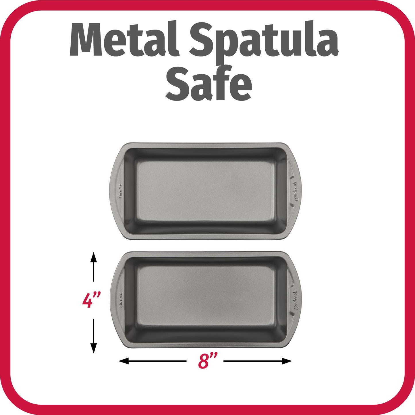 GoodCook Set of 2 Medium 8" x 4" Nonstick Steel Bread Loaf Pans, Gray