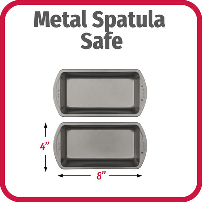 GoodCook Set of 2 Medium 8" x 4" Nonstick Steel Bread Loaf Pans, Gray