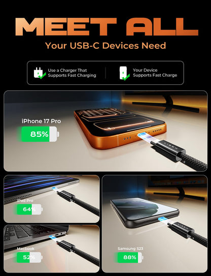 LISEN USB C Cable, 5-Pack [3.3/3.3/6.6/6.6/10FT] for iPhone 17 Charger Cord, 60W USB C to USB C Cable Fast Charging for iPhone Air 17 16 15 Pro Max, Samsung Z Flip 7/S25/S24, Switch 2, iPad, MacBook