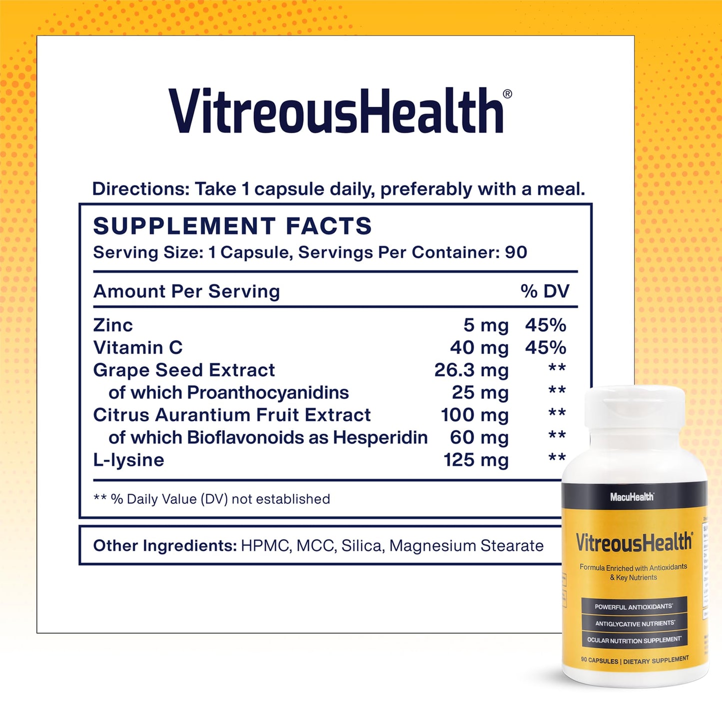 Macuhealth VitreousHealth Evidence-Based Eye Supplement - 90 Capsules