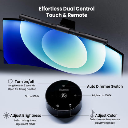 Quntis PC Screen Lamp with Remote Control, Adjustable Screen Light Automatic Dimming, LED USB Computer Lamp 40 cm Monitor Light Bar Lighting for Office Gaming