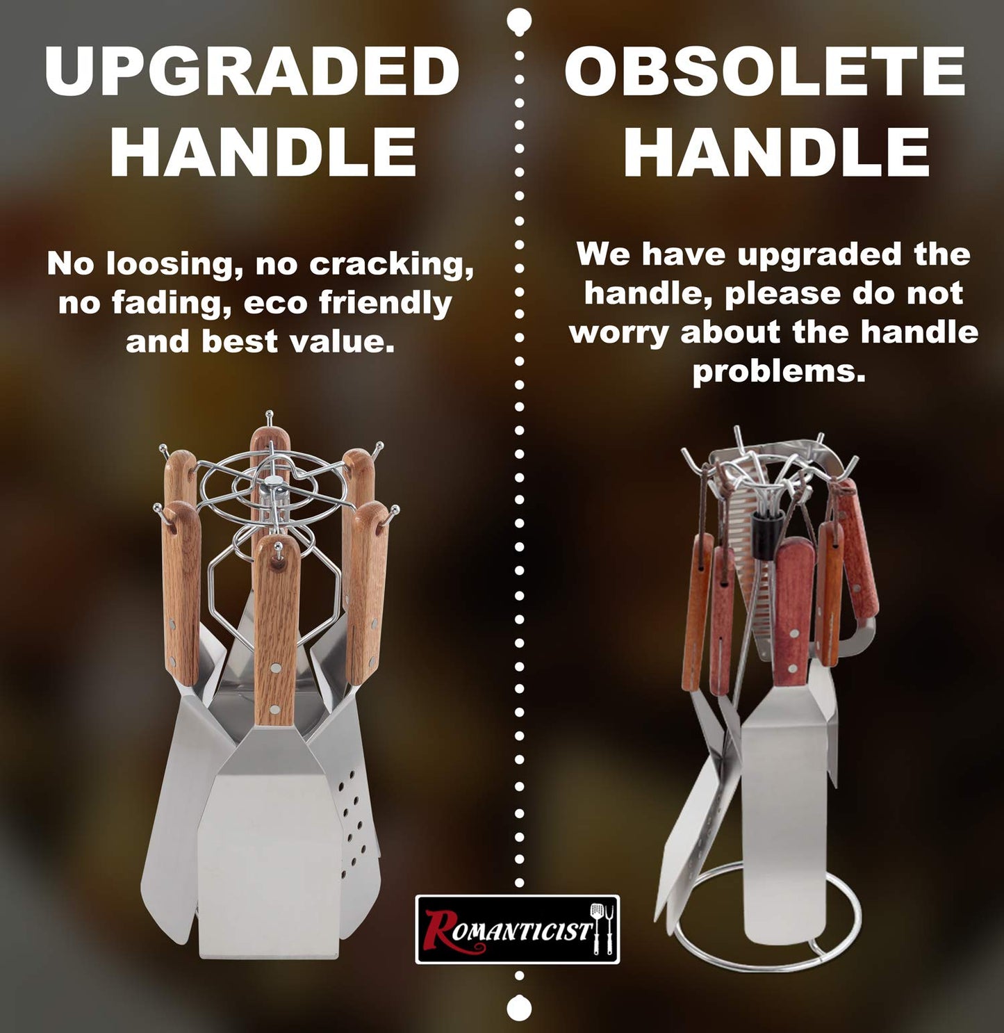 ROMANTICIST 8pcs Professional Griddle Accessories Kit - Heavy Duty Stainless Steel Grill Spatula Set for Grill Griddle Hibachi Flat Top Outdoor Cooking - Great Grill Gift on Birthday Wedding