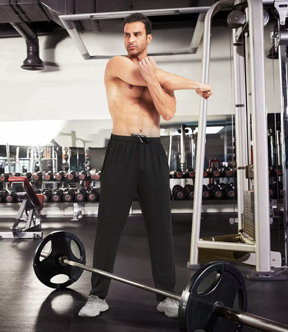 lomsoe 3 Pack Mens Athletic Pants with Zip Pockets Lightweight Sweatpants for Men Joggers Pants Quick Dry Workout Sweat Pants(Black,Black,Black,M)