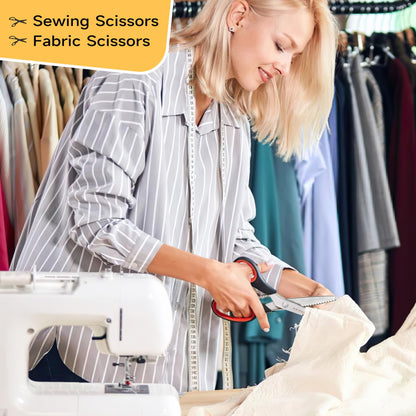 Pinking Shears for Fabric Cutting, Taotree 9.5" Sewing Scissors, Zig Zag Craft Scissors Decorative Edge, Fabric Sewing Supplies, Professional Handheld Dressmaking Arts Crafting Scrapbooking Supplies