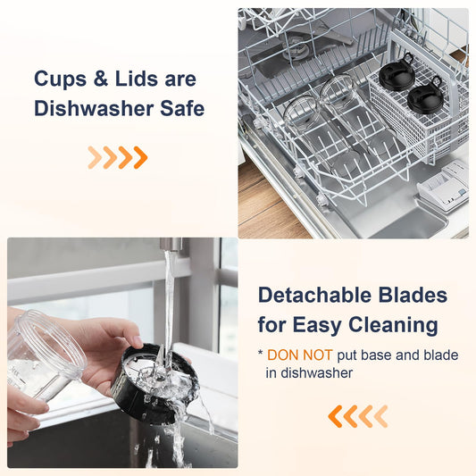 KOIOS Smoothie Blender, 900W Personal Blender for Shakes and Smoothies for Kitchen with 2 No-BPA 22oz Portable Cups, Single Serve Smoothies Maker Mixer for Juices, Nutritious Recipe (Grey Blue)