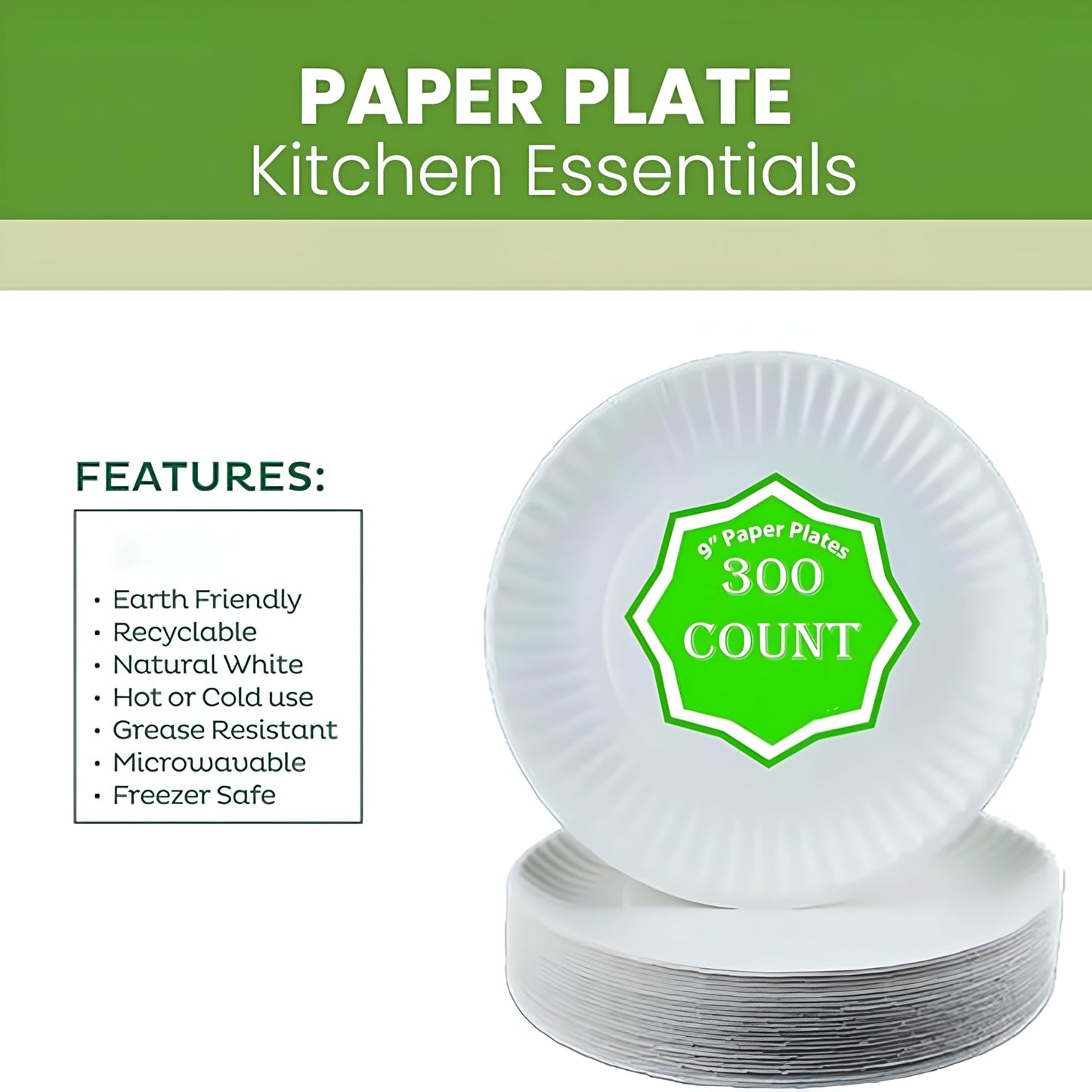 Perfect Stix Paper Plate by Kitchen Essentials, 9" (Pack of 300)