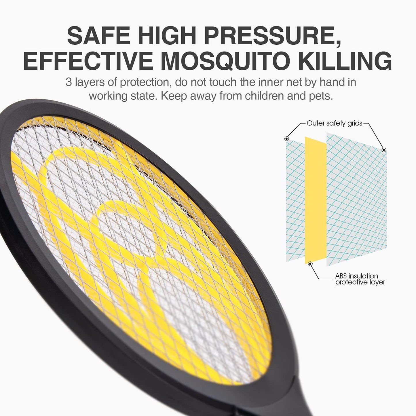 mafiti Fly Swatter Electric, Battery Powered Fly Killer Mosquito Zapper Bug Zapper Racket for Indoor Outdoor, Black