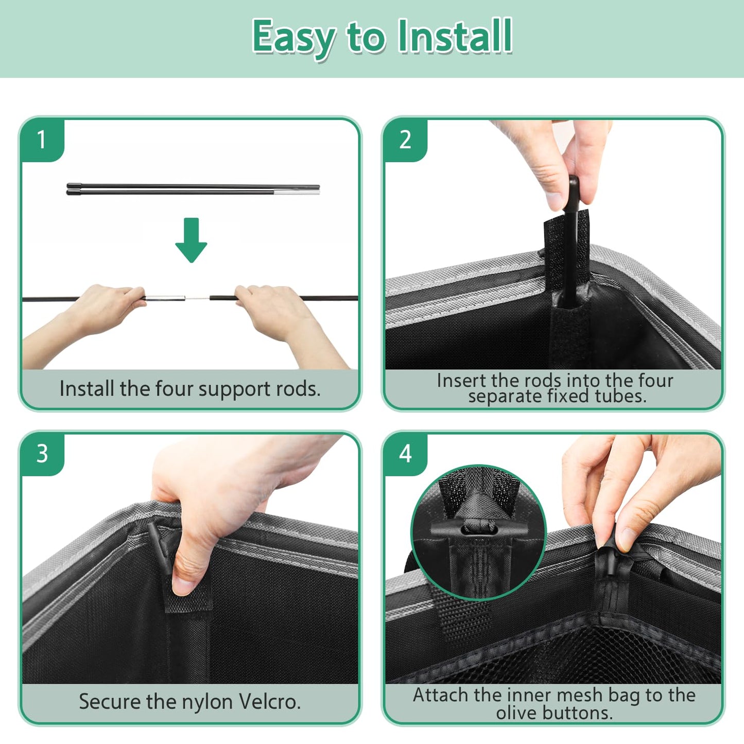 110L Laundry Hamper with Lid with Washing Bag & Front Mesh Bag, Large & Tall Laundry Basket, Collapsible Dirty Clothes Hampers for Bedroom Aesthetic, Bathroom, Dorm, Laundry Room - Easy Carry, Black