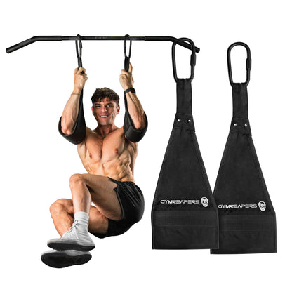 Gymreapers Hanging Ab Straps For Core Strength and Abdominal Training - Padded Adjustable Arm Supports For Bodyweight Exercises (Black)
