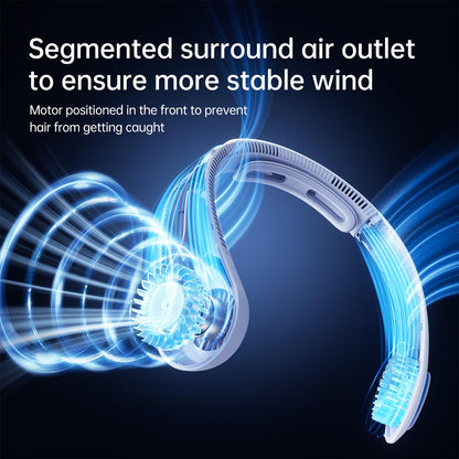 JISULIFE Portable Neck Fan Upgraded, Neckbrace Personal Hands Free, 5 Speed Gears Adjustment, 5000 mAh Wearable Bladeless Quiet Rechargeable for Outdoor Indoor, Gifts for Women Men- Sunny Blue