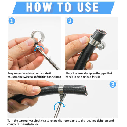 115pcs Heavy Duty Hose Clamps Set, 304 Stainless Steel Worm Gear Drive Hose Clamp Metal Fuel Line Pipe Clamp for Plumbing, Automotive And Mechanical Application