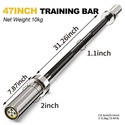 POWER GUIDANCE Chrome Olympic Barbell Bar, Weight Bar for lifting, Hip Thrusts, Universal Strength Training Bars 22lb 4ft/47 inch (Straight)
