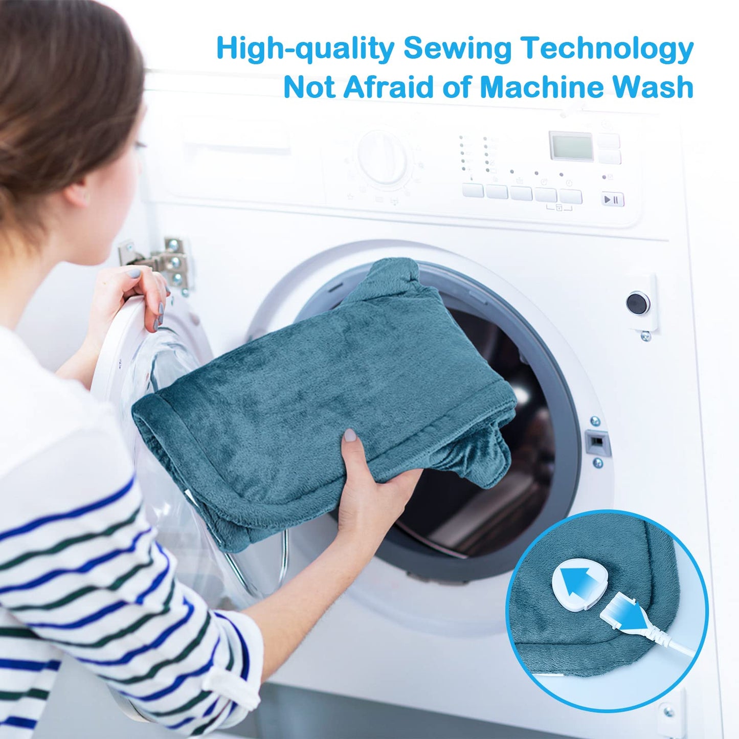 NIUONSIX Heating Pad for Neck and Shoulders and Back, Birthday Gifts for Women Mom Wife Men Dad, Weighted Electric Heated Wrap for Pain Relief and Daily Relax, 6 Heat Settings 4 Timers Auto Off, Blue