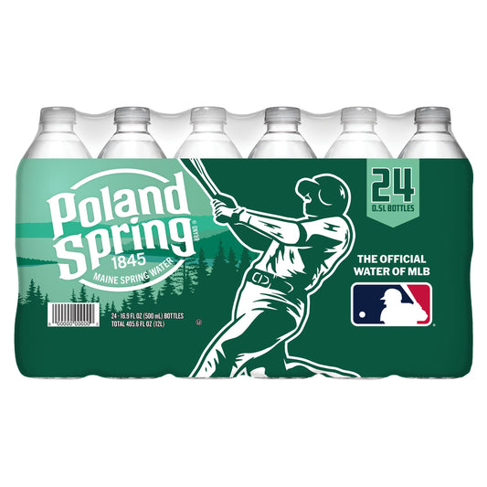 Poland Spring Natural Spring Water Bottles, 24 Pack - Still Bottled Water with Naturally Occurring Minerals - 16.9 Fl Oz Plastic Bottles