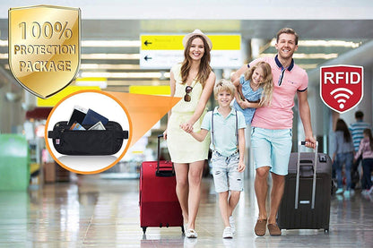 Passport Holder - Money Belt Secure Hidden Travel Wallet Undercover Fanny Pack with RFID Blocking