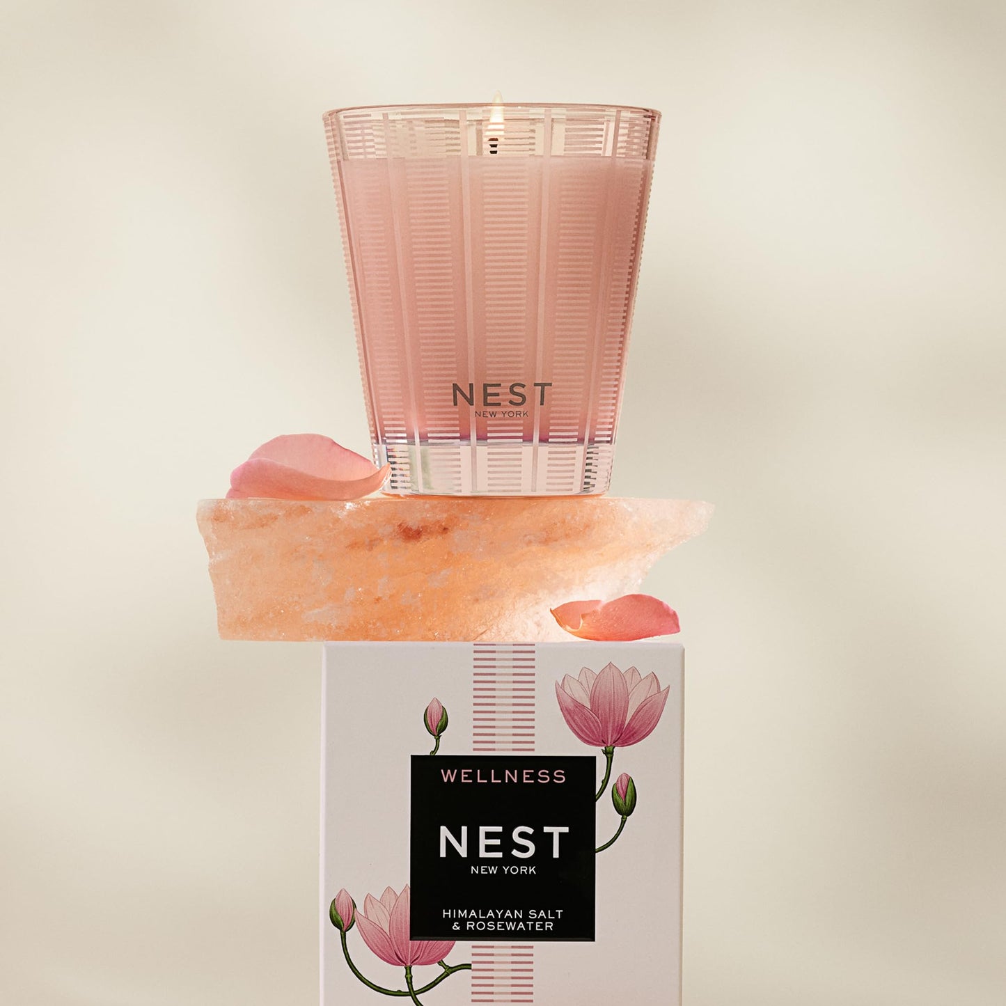 NEST New York Scented Classic Candle, Himalayan Salt & Rosewater - 8.1 oz - Up to 60-Hour Burn Time - Reusable Glass Vessel