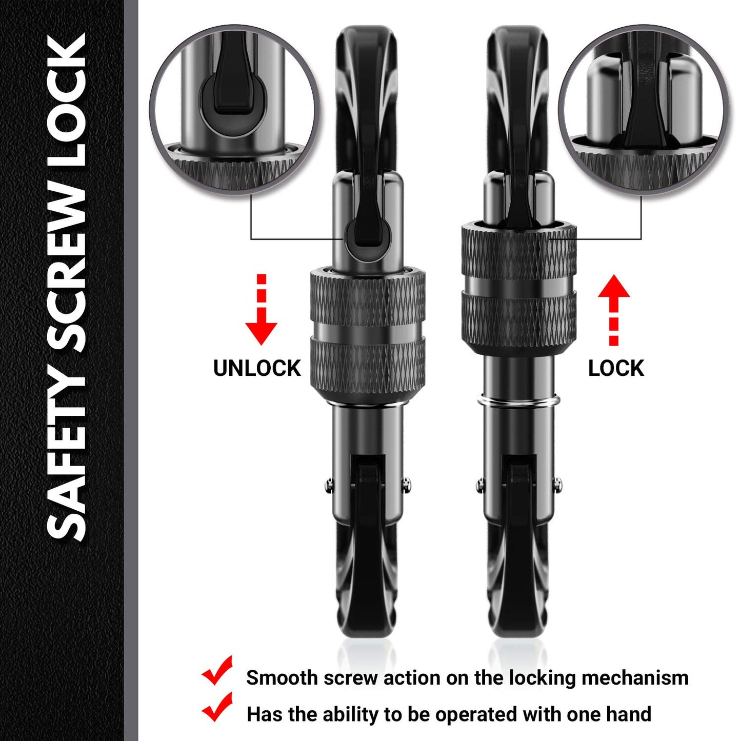 RHINO Produxs 12kN (2697 lbs) Heavy Duty, Locking, Auto Locking, Wiregate Carabiner Clips, for Securing Pets, Outdoor, Camping, Hiking, Hammock, Dog Leash Harness, Keychains