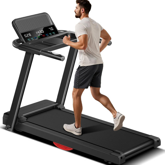 LONTEK Treadmills for Home, 3.0HP Quiet Brushless Folding Treadmill with Heart Rate Sensor, Silicone Damping System, 300lbs Weight Capacity, Holder for Cup&Phone