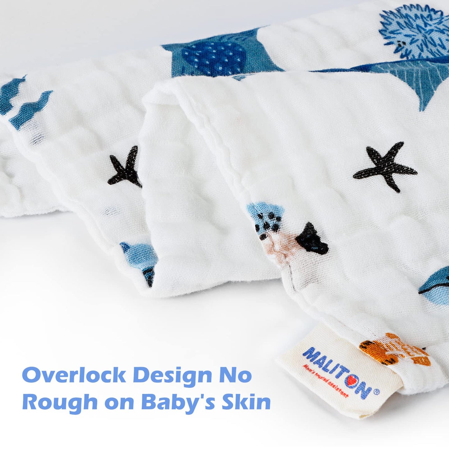 Maliton Muslin Baby Burp Cloths 6 Pack Large 20''x10'' 100% Cotton Burp Rags Absorbent and Soft 6 Layers Muslin Cloth Baby Essentials for Newborn(Animals and Cars, Pack of 6)