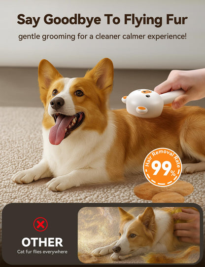 Pet Steam Brush for Dogs & Cats, Brushes for Indoor Cats with Release Button, Dual Speed Spray USB Rechargeable Grooming Supplies, Dog Brush for Shedding Suitable for All Long- and Short-haired Pets