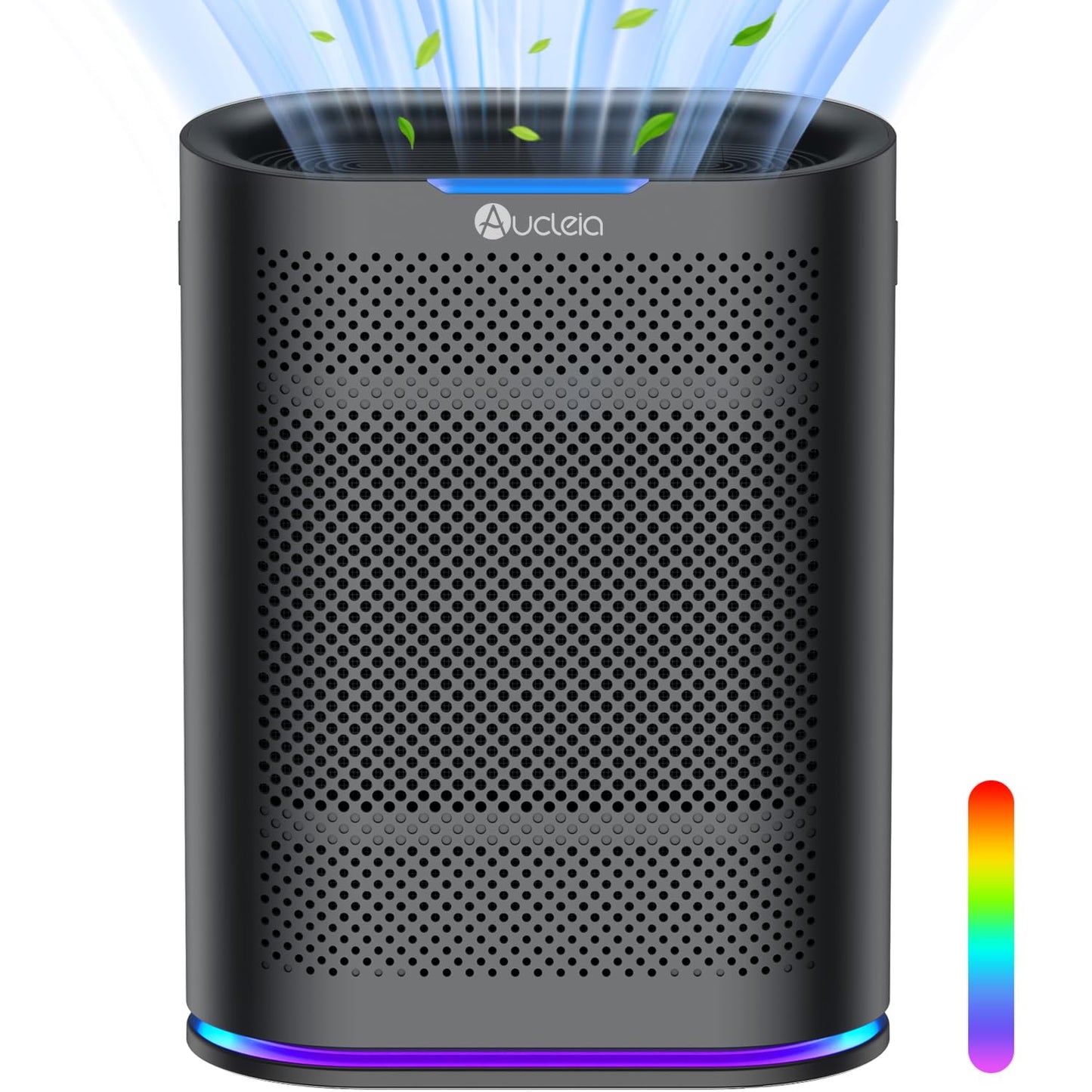 Air Purifiers for Home Large Room Cover 2,100 Ft²,Home Air Purifier with Air Quality Monitor & Aromatherapy,Auto H13 Air Purifier Removes Pets Hair Dust Smoke Odor,with 7 Colors Light(Black)