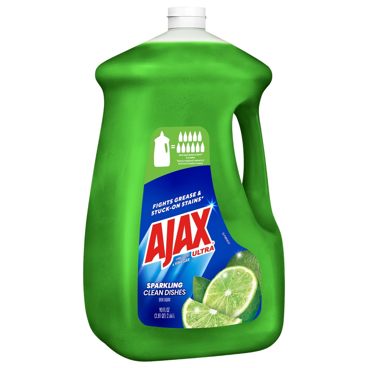 Ajax Ultra Liquid Dish Soap Vinegar and Lime Scent, Sparkling Clean Dishes, 90 fl oz Bottle