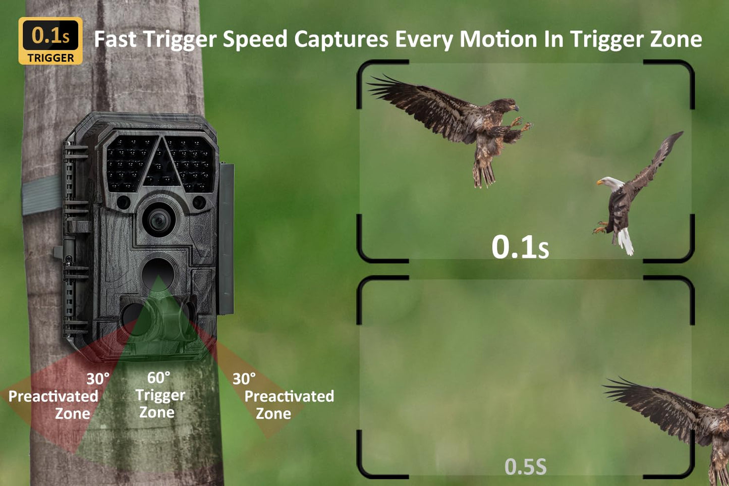 Meidase P70 Trail Camera, 64MP 1296p, Game Cameras with No-Glow IR Night Vision, Motion Activated, Waterproof for Wildlife Deer Cams, Hunting
