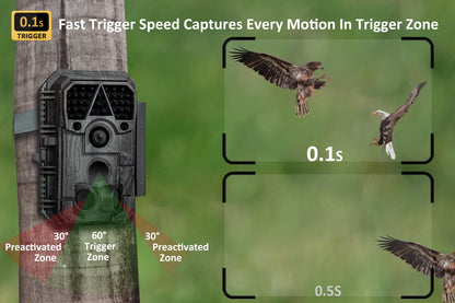 Meidase P70 Trail Camera, 64MP 1296p, Game Cameras with No-Glow IR Night Vision, Motion Activated, Waterproof for Wildlife Deer Cams, Hunting