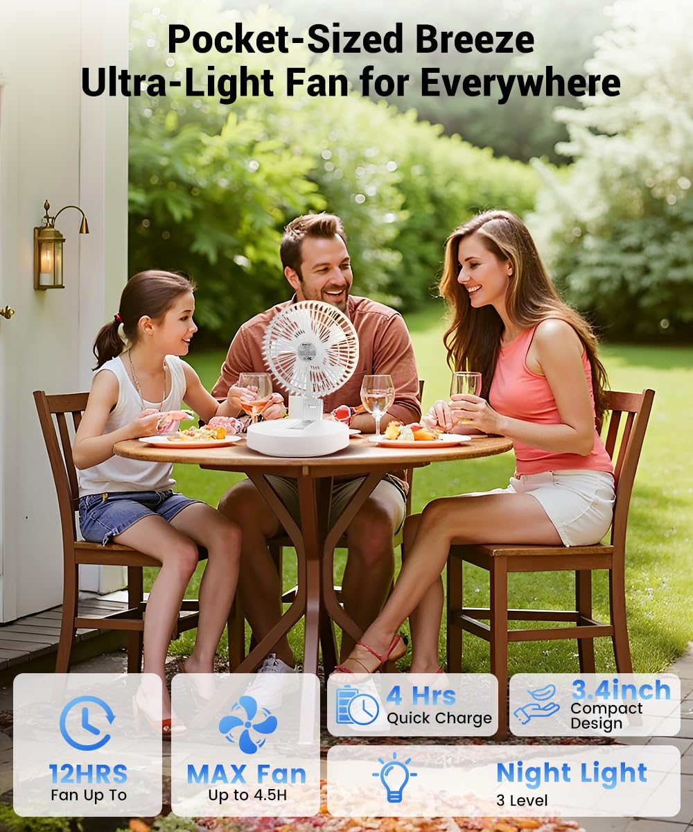 Geek Aire Personal Cooling Fan that Blow Cold Air, Portable Rechargeable Desk Fan with LED, Oscillating Standing Table Fans, Battery Powered Floor Fan for Bedroom, Travel, Dorm, Cruise RV Essentials