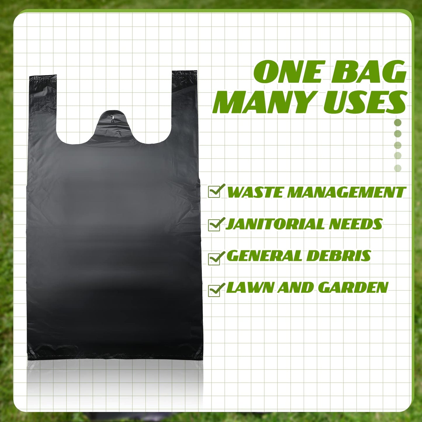 Kisston 400 Count Jumbo Size Plastic T Shirt Bags with Handles, 35 Mic, XX Large Plain Plastic T Shirt Grocery Bags, Thick and Heavy Duty (Black,25" x 15")