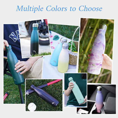 Konokyo Insulated Water Bottles,17 oz Double Wall Stainless Steel Vacumm Metal Flask for Sports Travel,Midnight Black