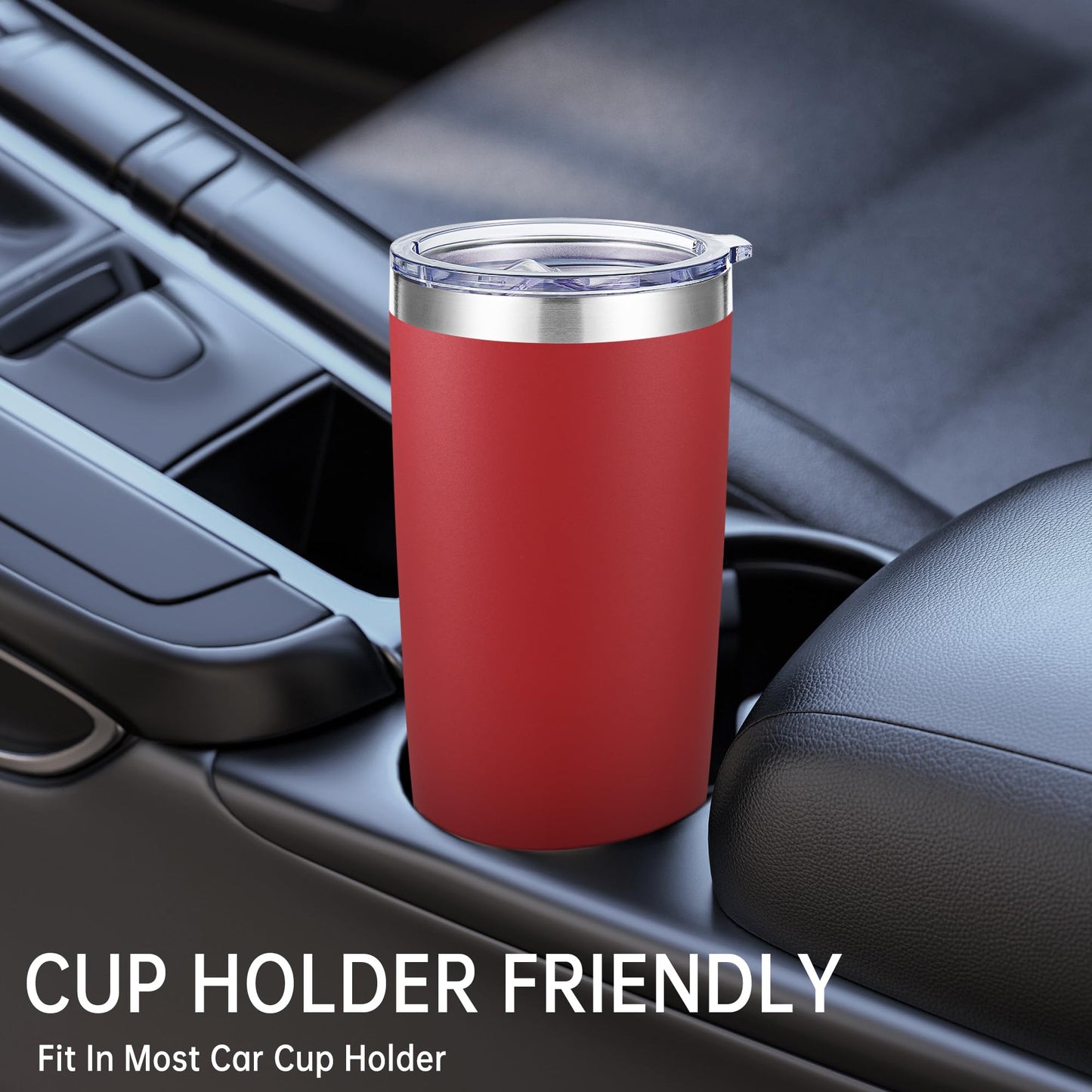 20 oz Tumblers Bulk Stainless Steel Tumbler with Lid Double Wall Vacuum Insulated Coffee Mug 20oz Powder Coated Cup for Hot and Cold Drinks, Red, 6 pack