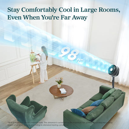 Levoit Standing Smart Fan for Bedroom, 1451CFM Ultra-High Airflow, 12H Timer with WiFi/Voice/Remoter, Auto 120°+90° Oscillating, Quite 20dB, 12 Speeds, 4 Modes, DC Motor, 2 in 1 Pedestal & Tabletop