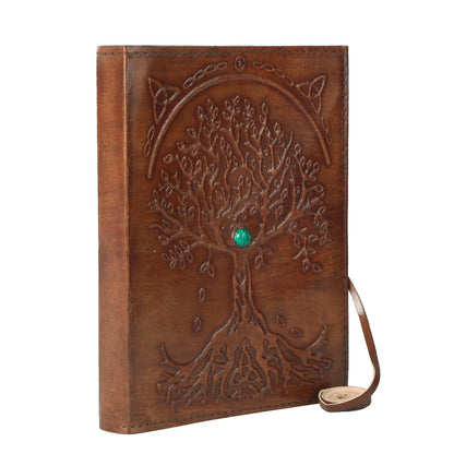 Leather Journal in Brown 8x6 Refillable Lined Paper Tree of Life Handmade writing Notebook Diary Leather Bound Daily Notepad for women and men Writing pad for Artist Sketch