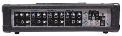 Rockville RPM45 1800w Powered 4-Channel Mixer Amplifier, USB, Effects, Phantom Power, Durable Wooden Enclosure, Compact Design, for Musicians and Small Venues