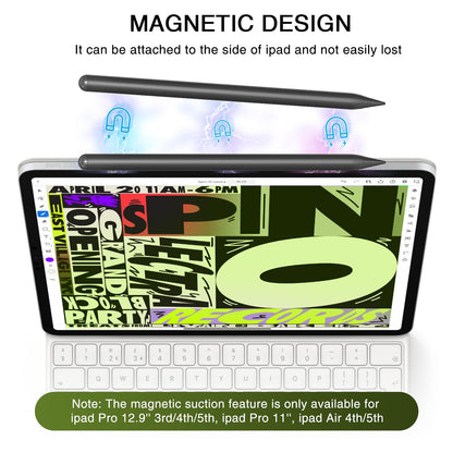 Pen for iPad 2018-2025, HATOKU 15 Mins Fast Charging Pencil 1st Gen with Tilt & Palm Rejection Compatible with iPad Air 3/4/5/M2/M3, iPad mini 5/6/7, iPad 6/7/8/9/10/11, iPad Pro 11"/12.9"/M4 (Black)