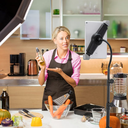 LIUGAST Tripod Stand for Ipad,Gooseneck 65-inch Floor Stand for Tablet,Floor Stand for iPad Tripod with 360° Rotating Mount for Mini, Air, Pro and All 4.7-11.9 Inch Tablet and Phone